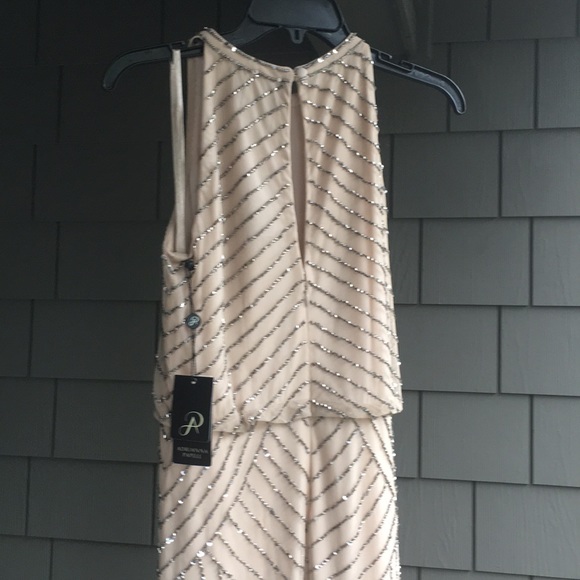 Adrianna Papell Art Deco Beaded halter Madigan - Picture 4 of 7